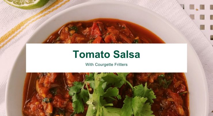 Bowl of tomato salsa with parsely on top