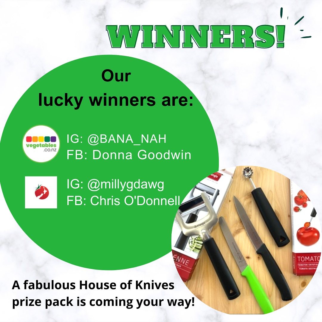 Thank you so much to everyone who entered our recent competition in partnership with @vegetables.co.nz to win an awesome @houseofknivesnz prize pack – specially designed make life easier in the kitchen when you’re cooking up all the abundant fresh summer vegetables and tomatoes. We loved all your enthusiastic entries! Our four winners are @bana_nah DonnaGoodwin @millygdawg and @chrisodonnell . Please DM us with your address for delivery.
Make sure you stay tuned for great summer cooking inspiration from @simon_gault and more giveaways coming soon ...
.
.
.
.
 #tomatoesnz #summerseries2022 #simonsummerseries #nztomatoes #thetomatosourcenz #chefcooking #recipevideo #summerrecipeseries #cookalong #summerseriesnz #summernz #summernz2022 #summerfood #summerfoodie #summercooking #eattomatoes #eatvegetables #buylocal #seasonalcooking