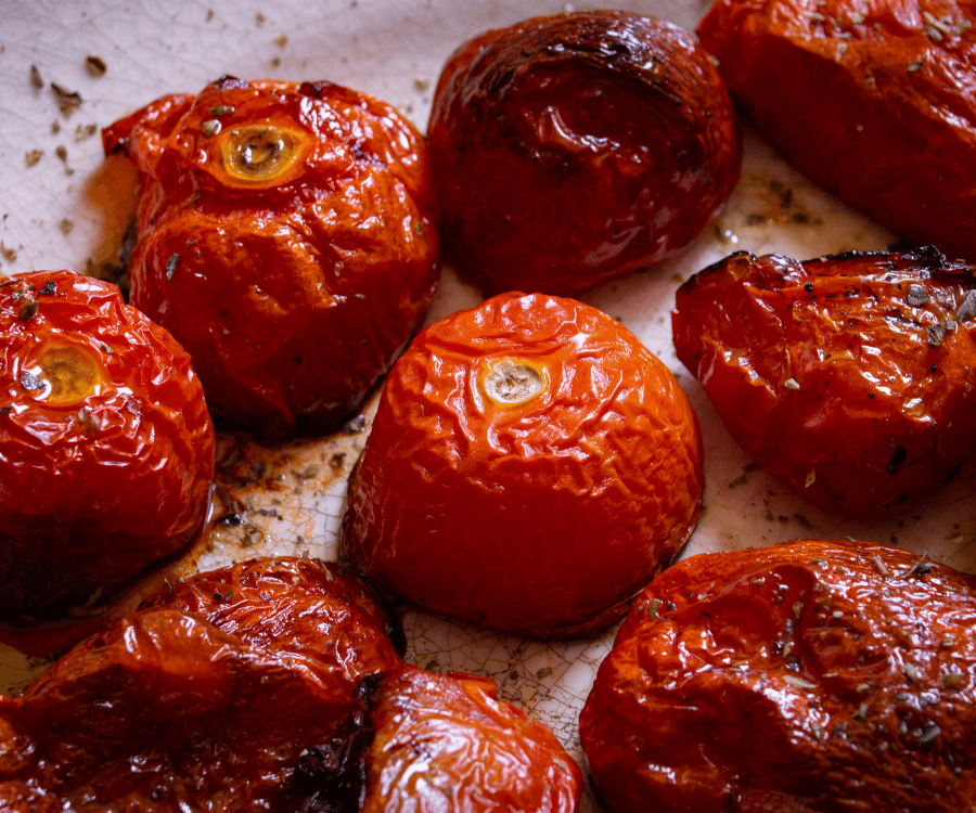 Roasted cocktail tomatoes for a caprese salad